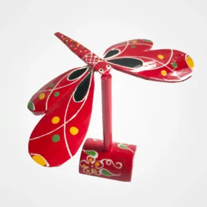 Bamboo butterfly on wooden stand — side view, Liên Xoan atelier